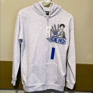 Onepiece Kids Light Gray Hoodie with Blue Graphic